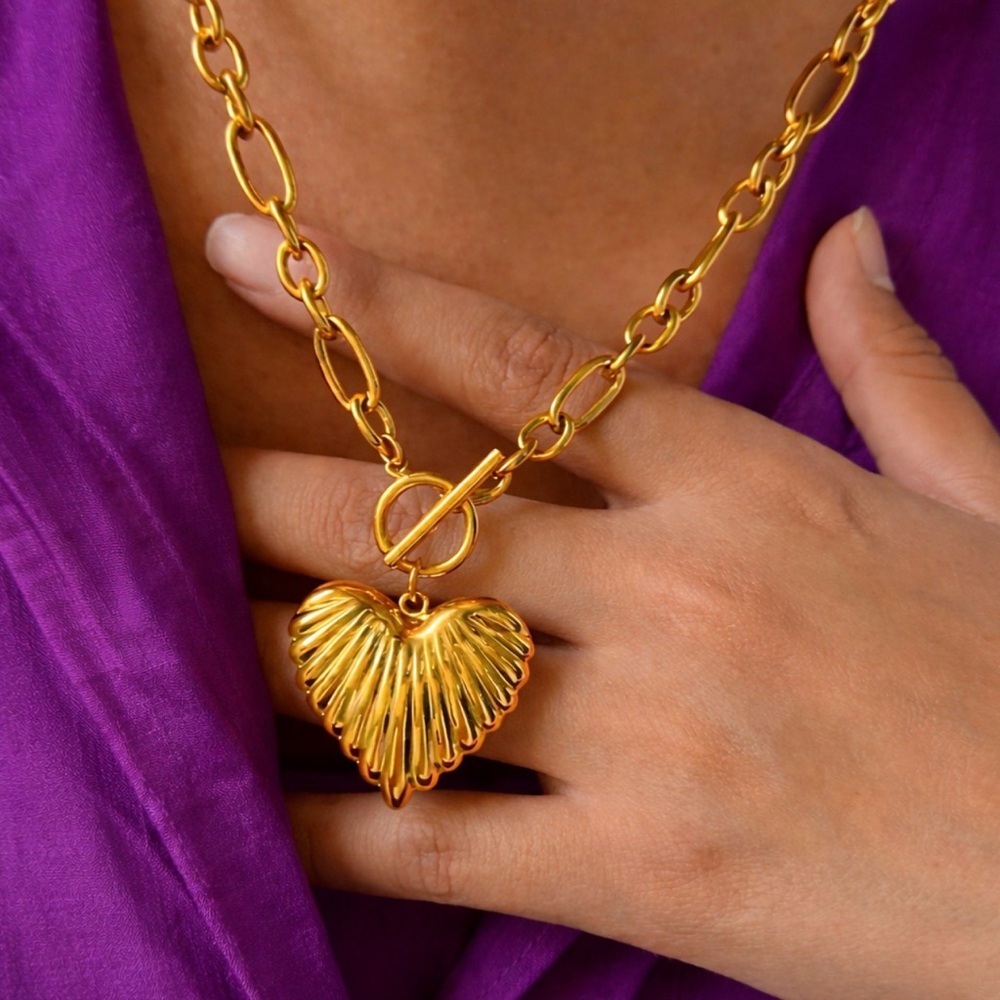 Gold Plated Heart Pendant Necklace